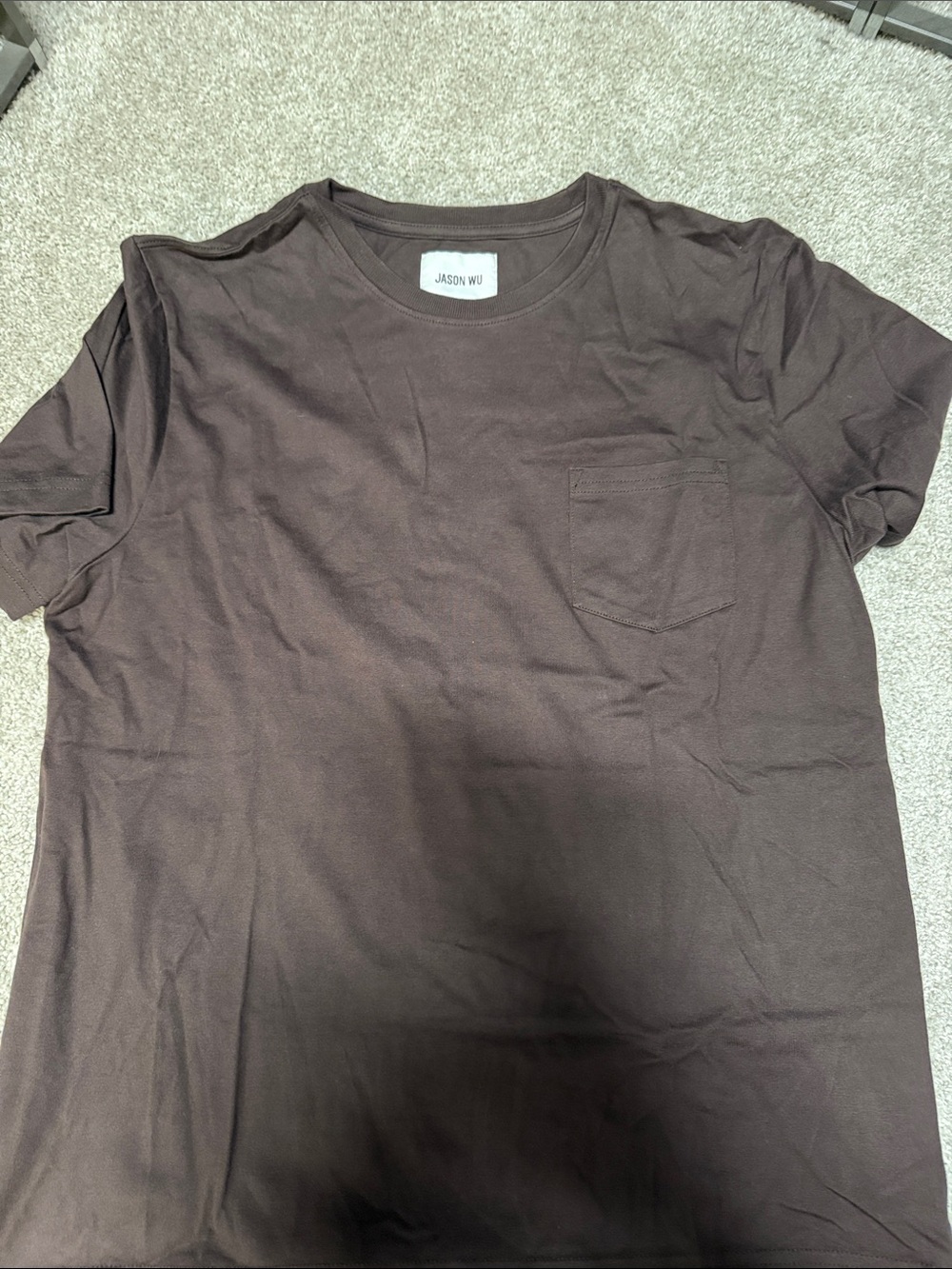 Jason Wu Brown Short-Sleeve Pocket Crew Tee